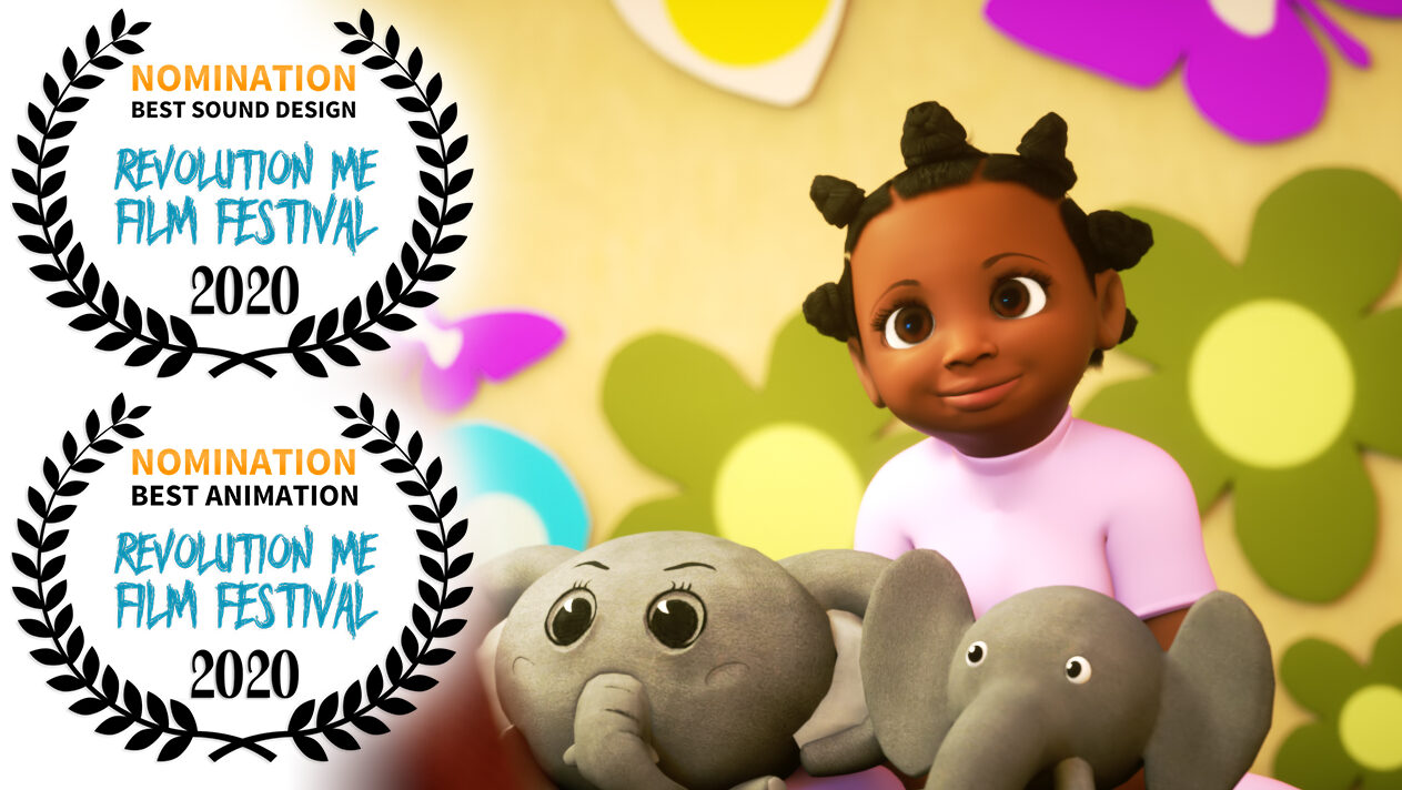 Woohoo!!! Exciting News!!! Our Nkoza and Nankya, 3D animated Short Film, entitled, “Enjovu, The Elephant Tail” has been Nominated Twice for “Best Sound Design” and “Best Animation” at the Revolution Me Film…